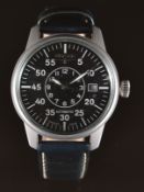 Elysee pilot's style gentleman's automatic wristwatch with date aperture, luminous hands, white hour