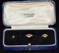 Set of 15ct gold studs in Selfridges London box, 2.8g