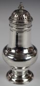 Georgian hallmarked silver pepper, London 1743, maker David Field, height 10.5cm, weight 69g