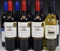 Nine bottles of wine comprising seven Casillero del Diablo Cabernet Sauvignon and Merlot 2019, 75cl,