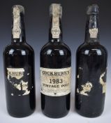 Cockburn's Vintage Port 1983 75cl together with two others with part labels, but probably 1983