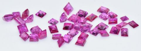 Forty loose square & rectangular cut natural unheated Burmese rubies, total carat weight