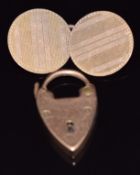 A 9ct rose gold heart clasp, Birmingham 1898, and one 9ct gold cufflink by Georg Jensen, 4.7g