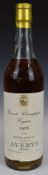 Averys Grande Champagne Cognac 1906 vintage, bottled in June 1974, 65% proof