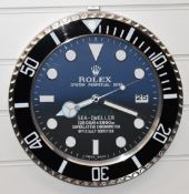 Rolex Oyster Perpetual Date Deepsea Sea-Dweller shop display or advertising wall clock with date