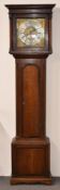 Jo Sill / Richard Sill George III oak eight day longcase clock, the square brass dial with silver
