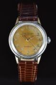 Girard Perregaux gentleman's wristwatch with gold skeleton hands, Arabic numerals, tropical dial,