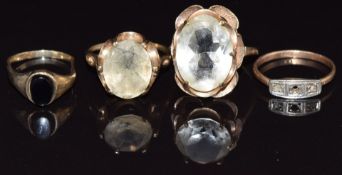 Four 9ct gold rings, 10.3g