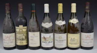 Seven bottles of wine including two Chablis Premier Cru, two Chateauneuf du Pape 2001 and Chateau