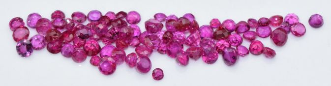 One hundred and thirty three loose round and oval cut natural unheated Burmese rubies, total carat