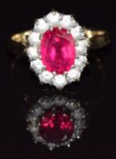 A 14k gold ring set with paste, size L/M, 3g