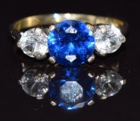 A 9ct gold ring set with paste, size K, 2g