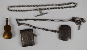 Edward VII hallmarked silver vesta case, Birmingham 1901, maker S Blanckensee & Son Ltd, further