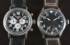 Two gentleman's military style wristwatches comprising Elysee chronograph ref. 16323 with date