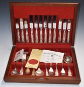 Joseph Elliot and Sons six place setting canteen of King's pattern silver plated cutlery, width of