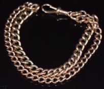 A 9ct rose gold bracelet made from a double Albert, 24.5g