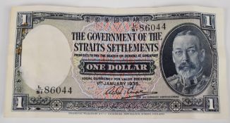 Straits Settlement 1935 1 dollar note
