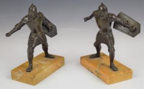 Pair of bronze Roman gladiators or similar in fighting poses, H15cm