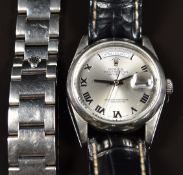 Rolex Oyster Perpetual Day-Date 18ct white gold gentleman's automatic wristwatch ref. 118238 with