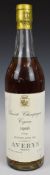 Averys Grande Champagne Cognac 1906 vintage, bottled in June 1974, 65% proof
