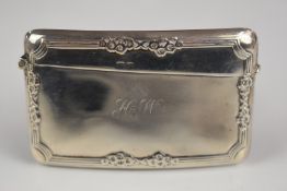 George V hallmarked silver curved calling card case, with gilt interior, Birmingham 1912, maker