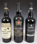 Three bottles of Port and Sherry comprising 1997 Taylor's Late Bottled Vintage Port, 75cl, 20%