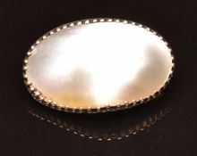 Bernard Instone Arts & Crafts silver brooch set with mother of pearl
