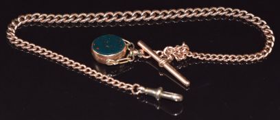 Victorian 9ct rose gold graduated Albert/fob chain, Birmingham 1897, 29.5g