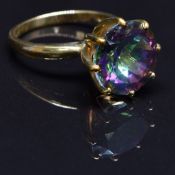 A 9k gold ring set with mystic topaz, size N, 4.6g