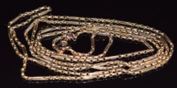 Victorian guard chain made up of oval faceted and elongated links, 35.7g, 140cm long
