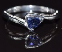 A 9k white gold ring set with iolite, size N, 2.6g