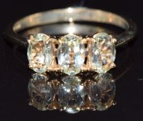A 9k gold ring set with amblygonite, size N, 1.9g