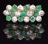 A 9ct gold ring set with emeralds and cubic zirconia, size M, 2.3g
