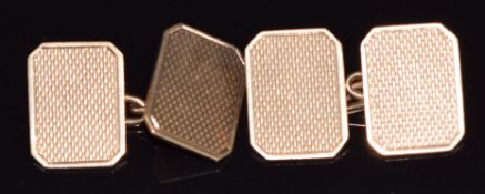 A pair of 9ct gold cufflinks with engine turned decoration, 6.4g