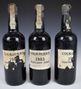 Cockburn's Vintage Port 1983 75cl together with two others with part labels, but probably 1983