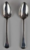 Pair of Georgian hallmarked silver Old English pattern table spoons, London 1810, maker George