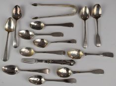 Georgian and ealy Victorian hallmarked silver cutlery comprising eight Old English pattern