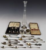 Georgian and later hallmarked silver cutlery, Chinese silver spoon by Sing Fat, spoon with aqua blue