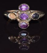 Victorian ring set with amethysts, size M, 2.5g
