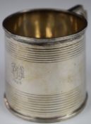 George V Mappin & Webb hallmarked silver tankard or mug of plain tapering form, Birmingham 1924,