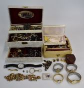 A collection of jewellery including pearl necklace with 9ct gold clasp, Envoy watch, Miracle brooch,