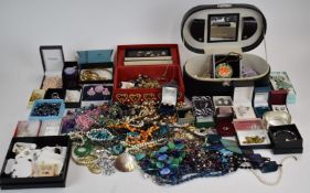 A collection of costume jewellery including earrings, necklaces. etc