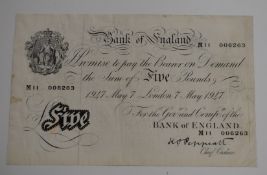 Peppiatt 7th May 1947 white £5 note