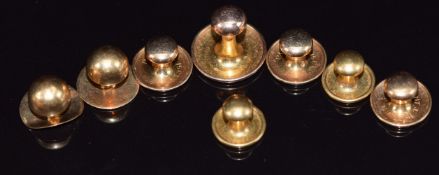 Two 9ct gold studs (2.4g), two 18ct gold studs (1.8g) and four 15ct gold studs (3.7g)