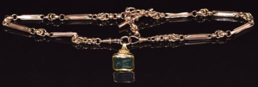 Victorian 9ct rose gold double Albert/ watch chain made up of oval faceted and elongated links (20g)