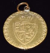 1793 gold half guinea on pendant loop, 4.2g