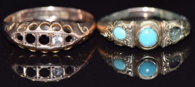 Two Victorian gold rings, size M, 2.3g