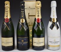 Four Moët & Chandon Champagne including Imperial, one boxed, and an Ice Imperial, all 75cl, 12% vol