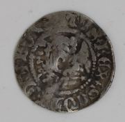 Robert II Scottish hammered silver penny 1371-1390, obv. king's head in profile left, rev. five