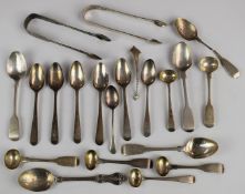 Georgian and later hallmarked silver cutlery including bright cut teaspoons, weight 370g